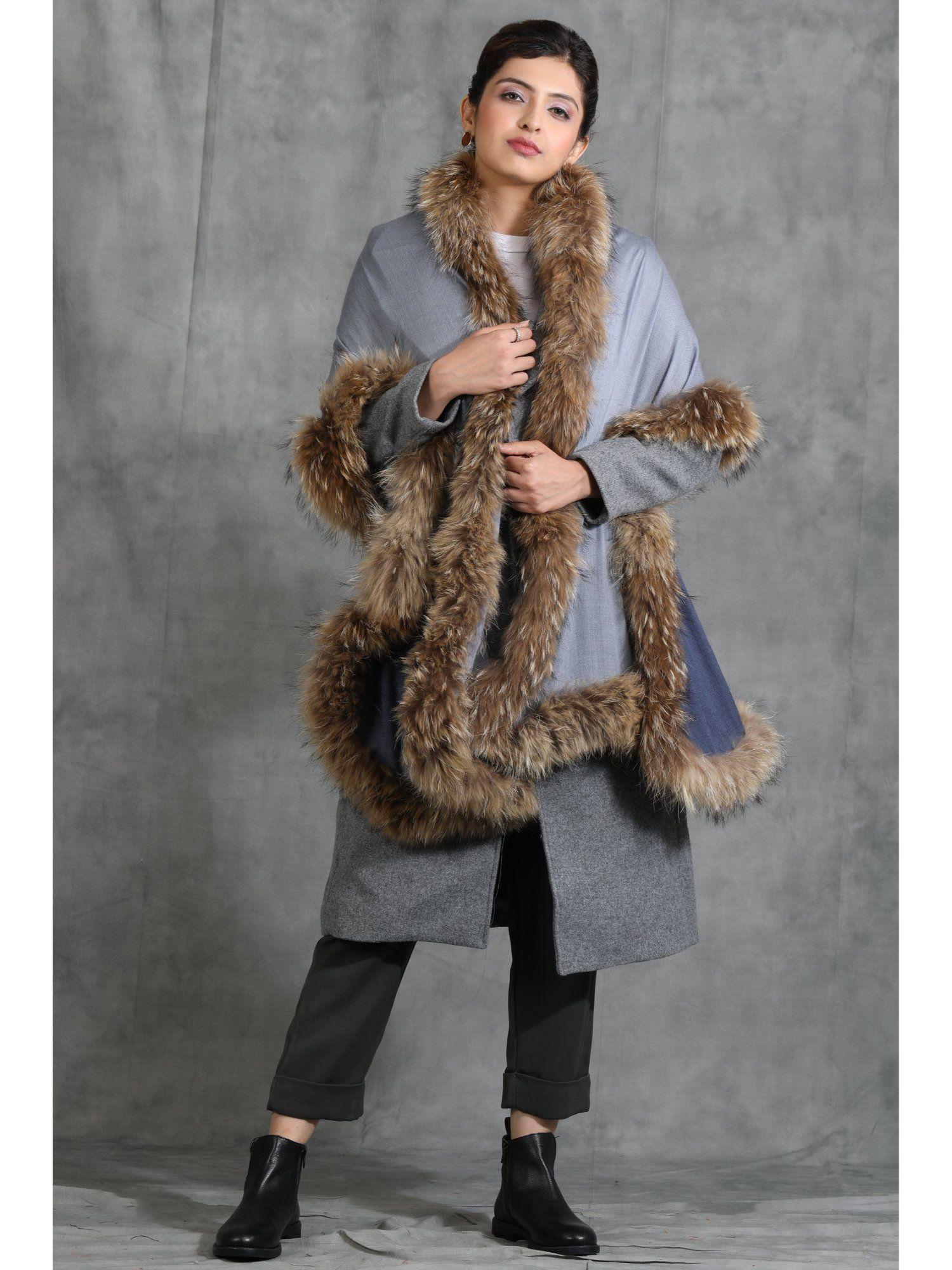 handwoven cashmere fine wool high-quality fur stole