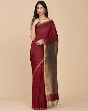 handwoven cotton silk saree with border