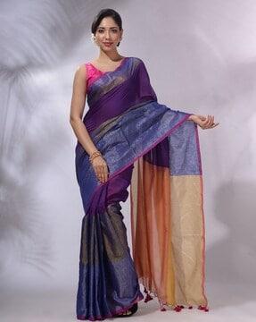 handwoven half & half saree with tassels