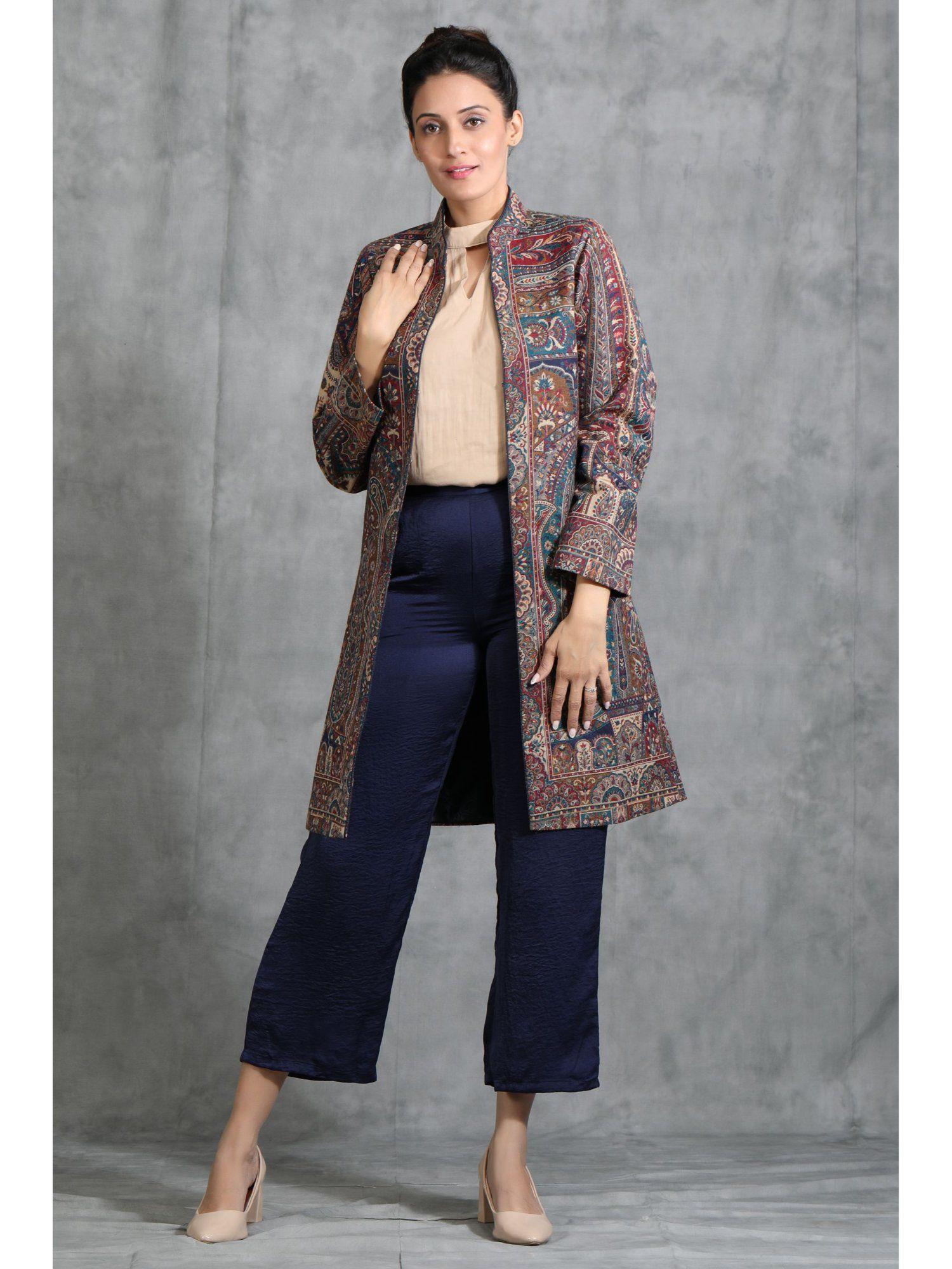 handwoven pashmina vintage full jacket with paisley design