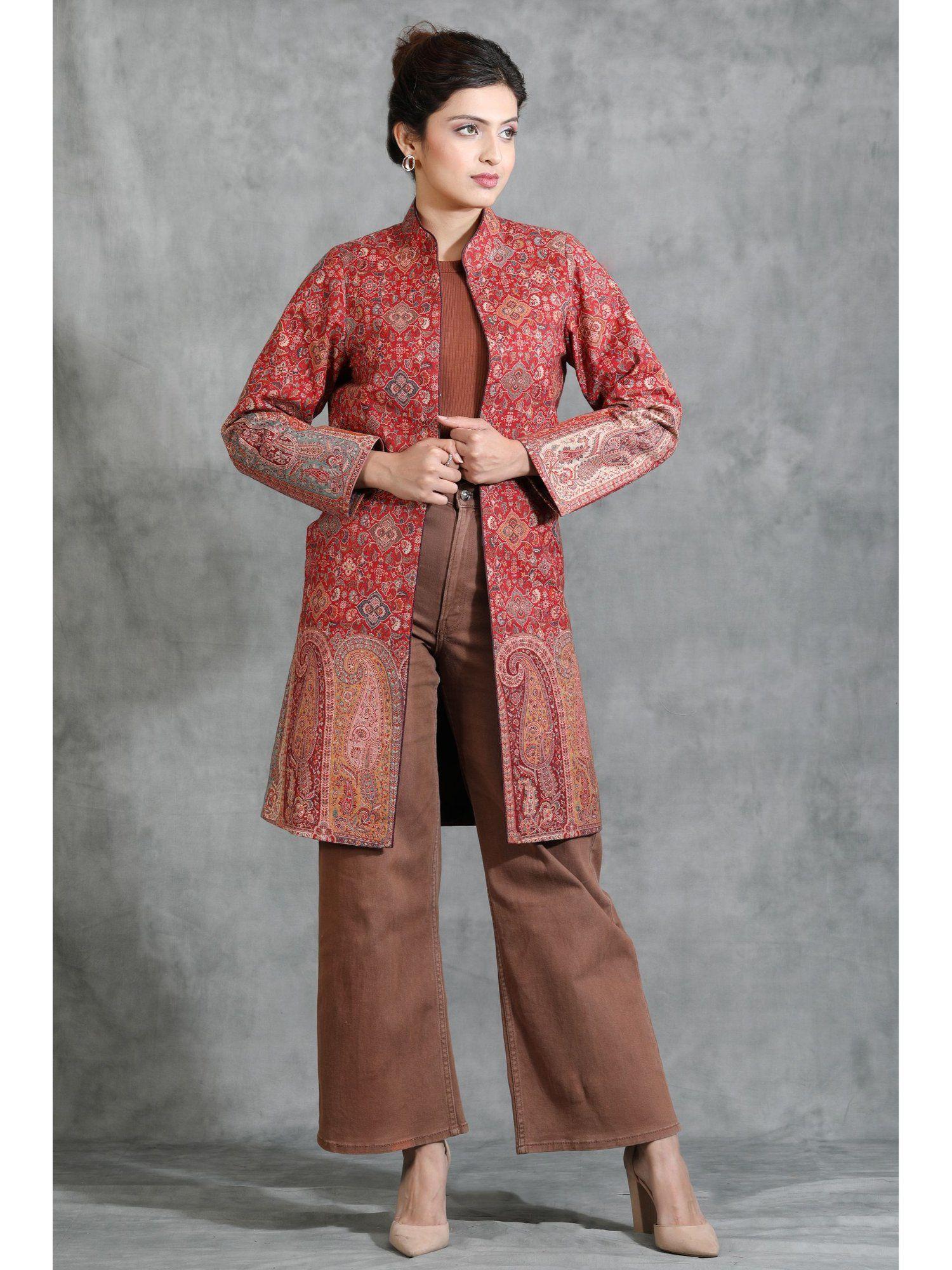 handwoven pashmina vintage full jacket with paisley design