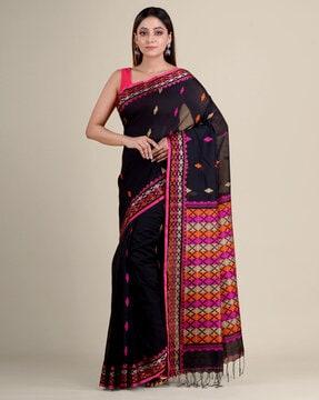 handwoven saree with contrast border