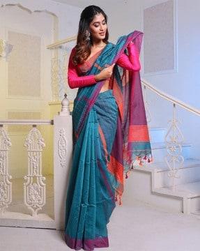 handwoven saree with contrast border