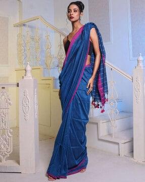 handwoven saree with contrast border