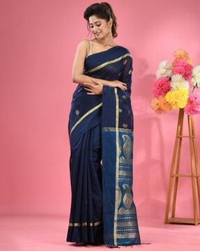 handwoven saree with contrast border