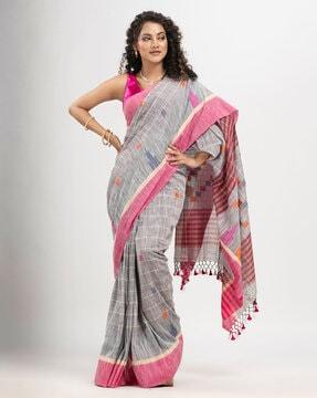 handwoven saree with tassels