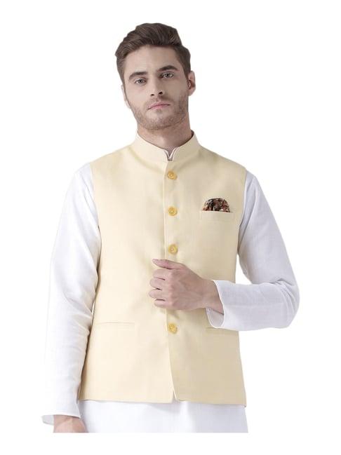 hang up beige linen regular fit bundi jacket