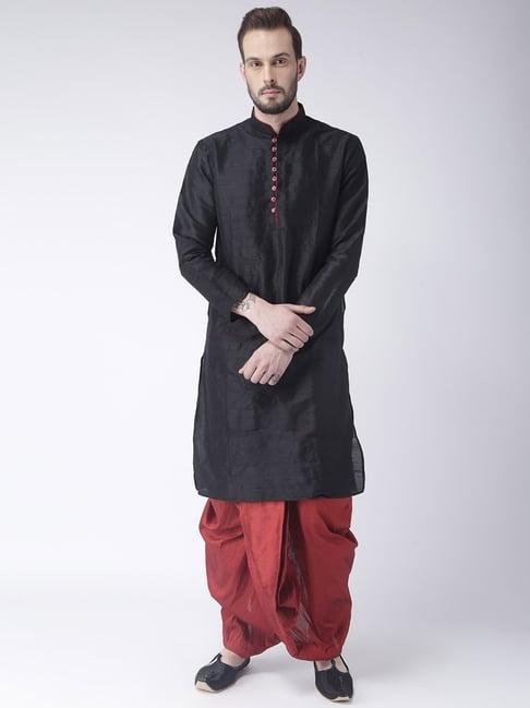 hang up black & maroon regular fit kurta set