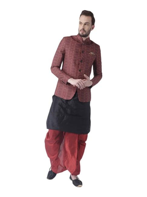 hang up black & maroon regular fit kurta set