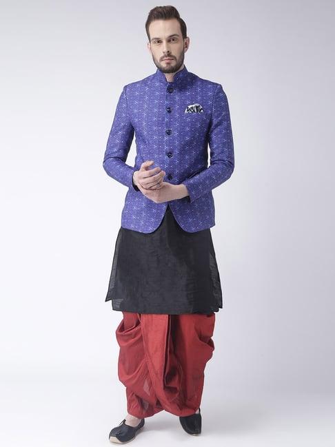 hang up black & maroon regular fit kurta set