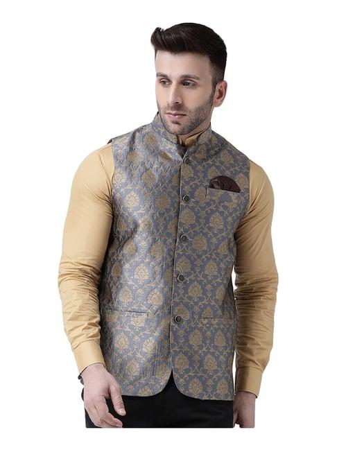 hang up grey regular fit jacquard bundi jacket