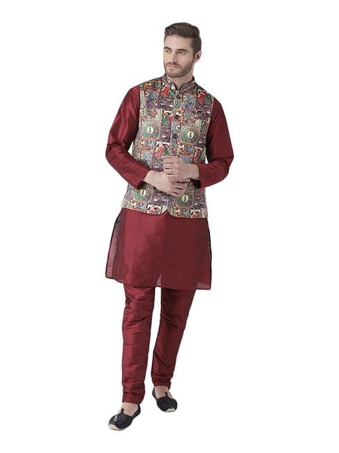 hang up maroon regular fit kurta set