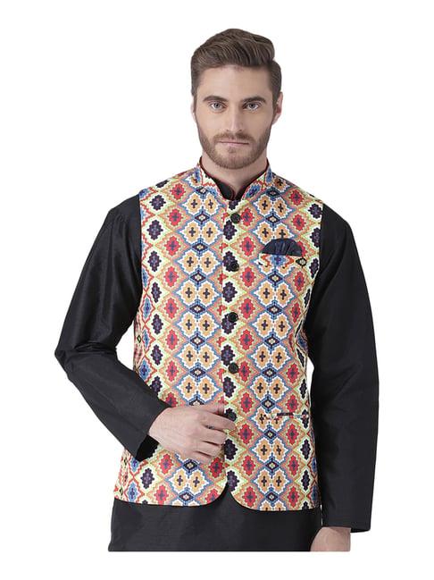 hang up multi regular fit printed bundi jacket