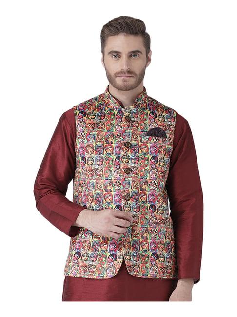 hang up multi regular fit printed bundi jacket