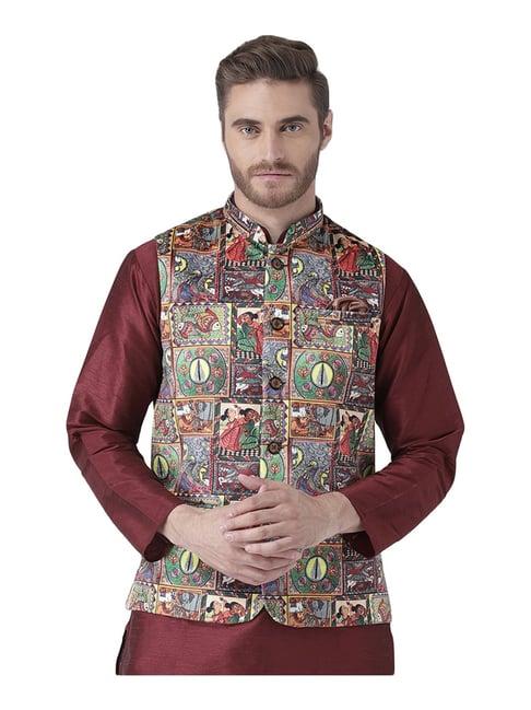 hang up multi regular fit printed bundi jacket