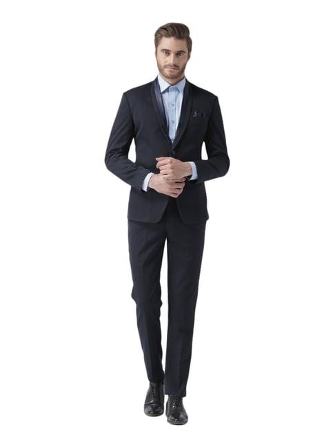 hang up navy regular fit two piece suit