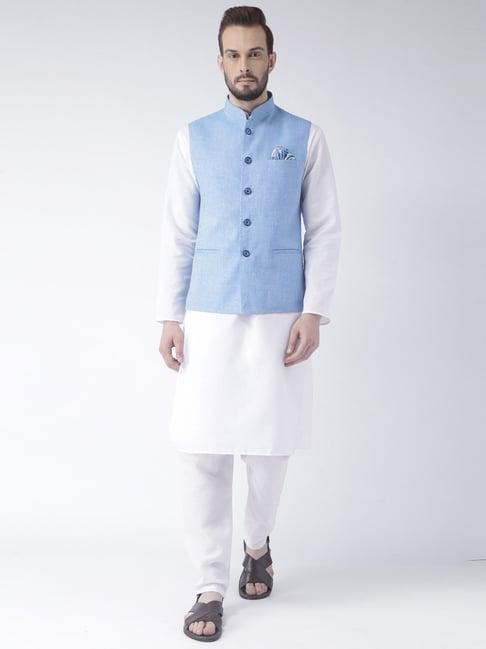 hang up white cotton regular fit kurta set