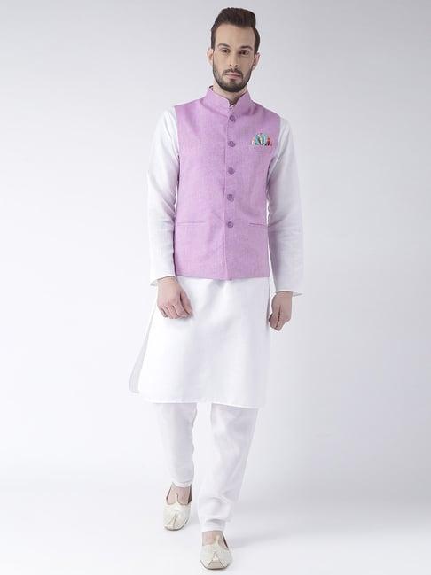 hang up white cotton regular fit kurta set