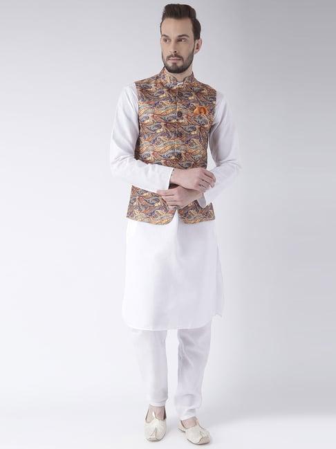 hang up white cotton regular fit kurta set