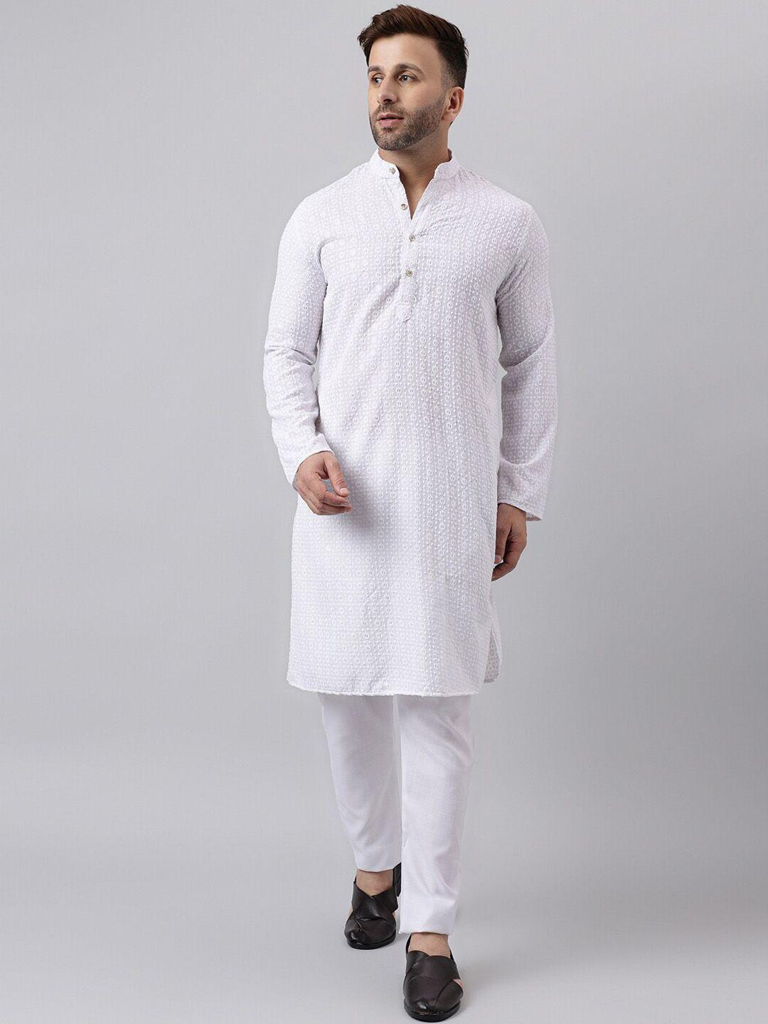 hangup ethnic motifs embroidered thread work kurta with trousers