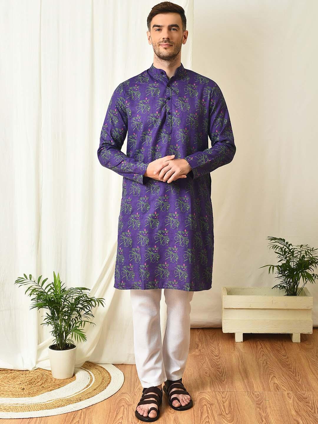 hangup ethnic motifs printed regular kurta with pyjamas