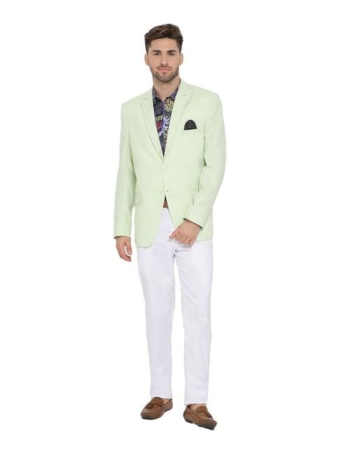 hangup green & white regular fit three piece suit