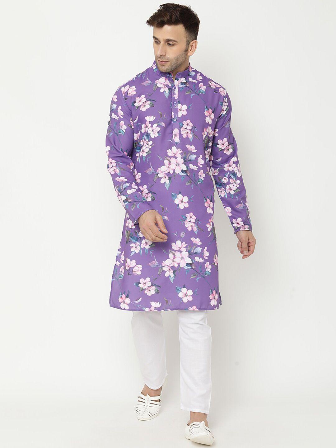 hangup men  floral printed kurta with pyjamas