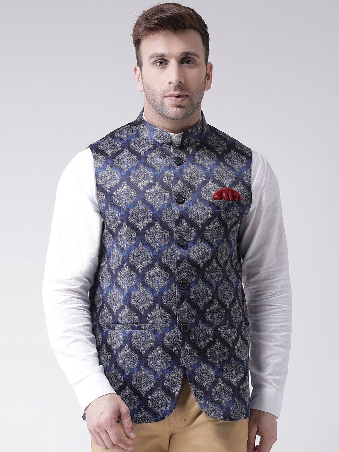 hangup men ethnic motif printed nehru jacket