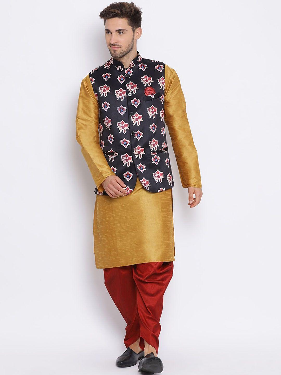 hangup men multicoloured & multicoloured solid kurta with harem pants