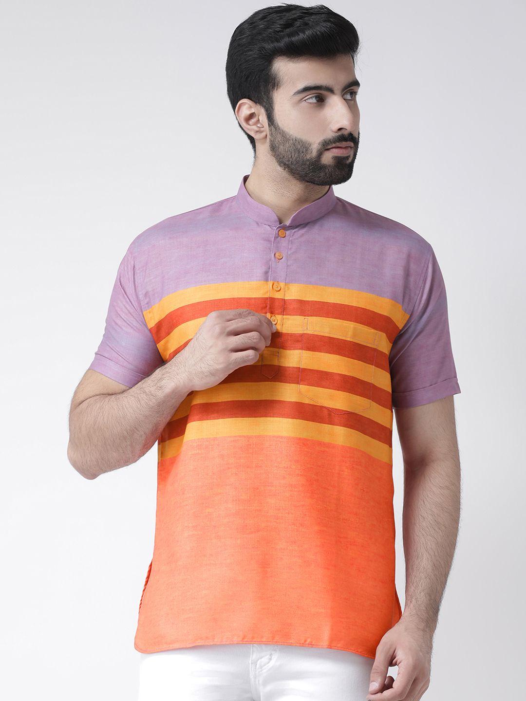 hangup men multicoloured & multicoloured striped straight kurta