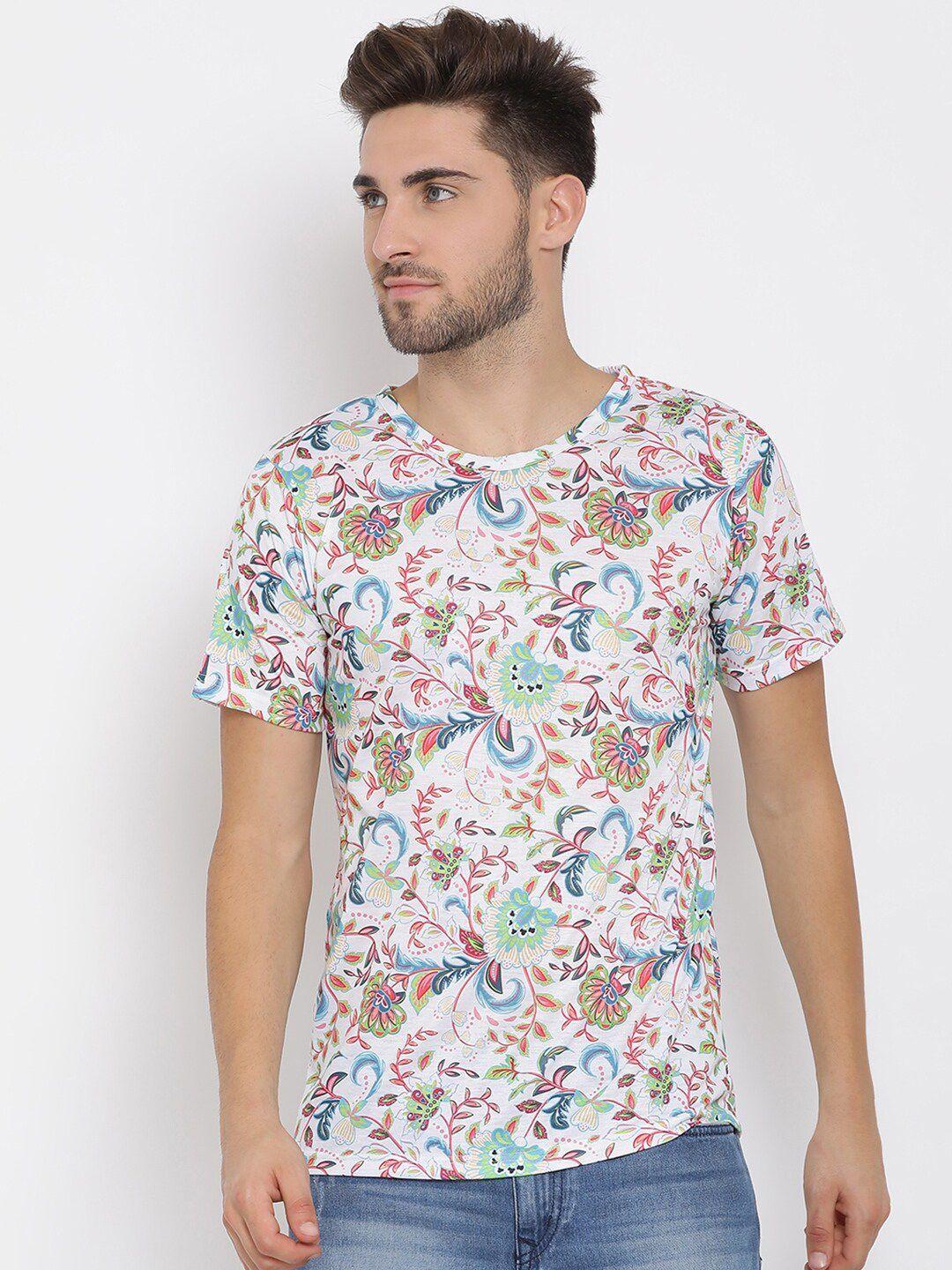 hangup men multicoloured printed round neck t-shirt