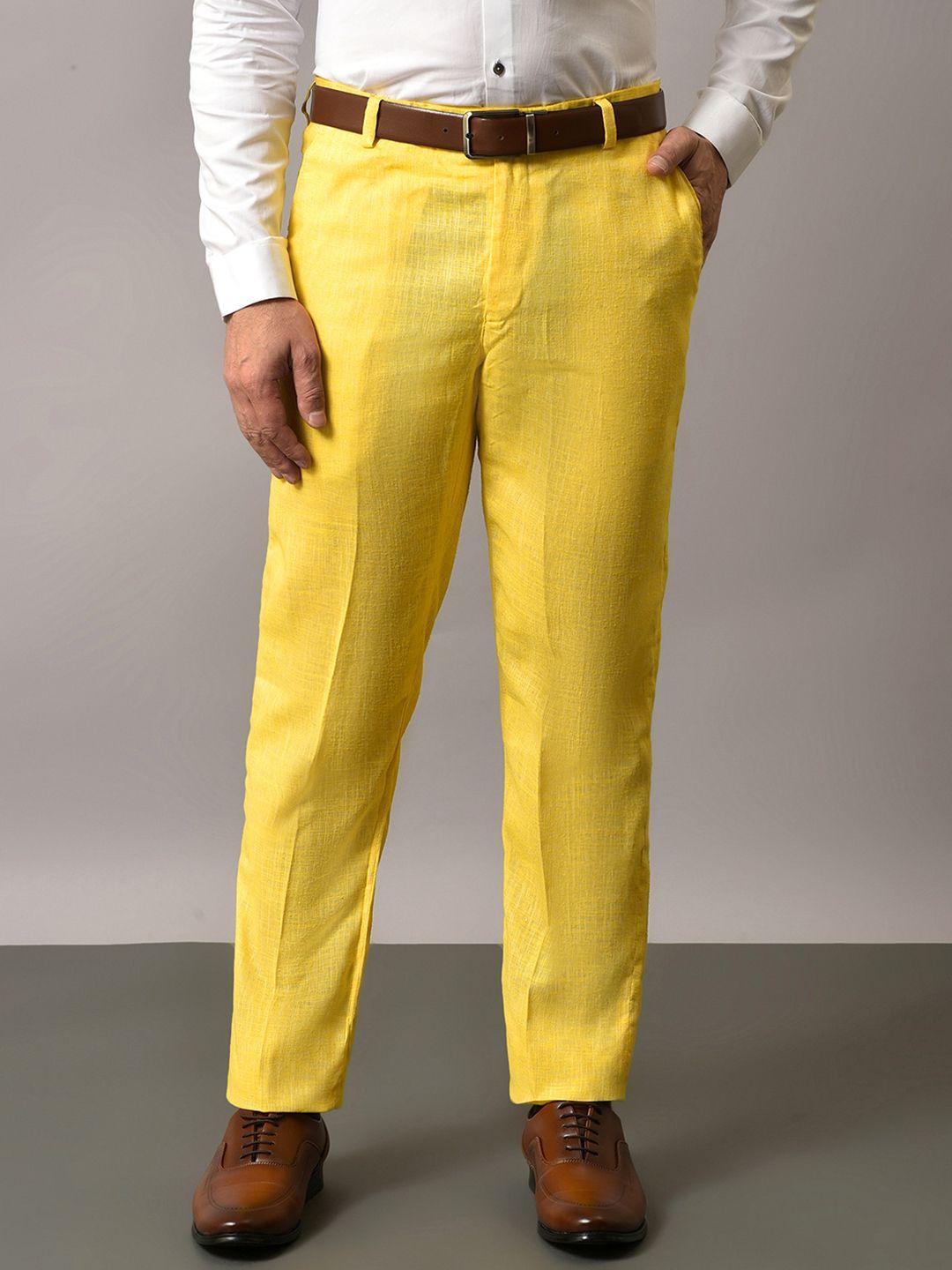 hangup men original regular fit mid-rise formal trousers