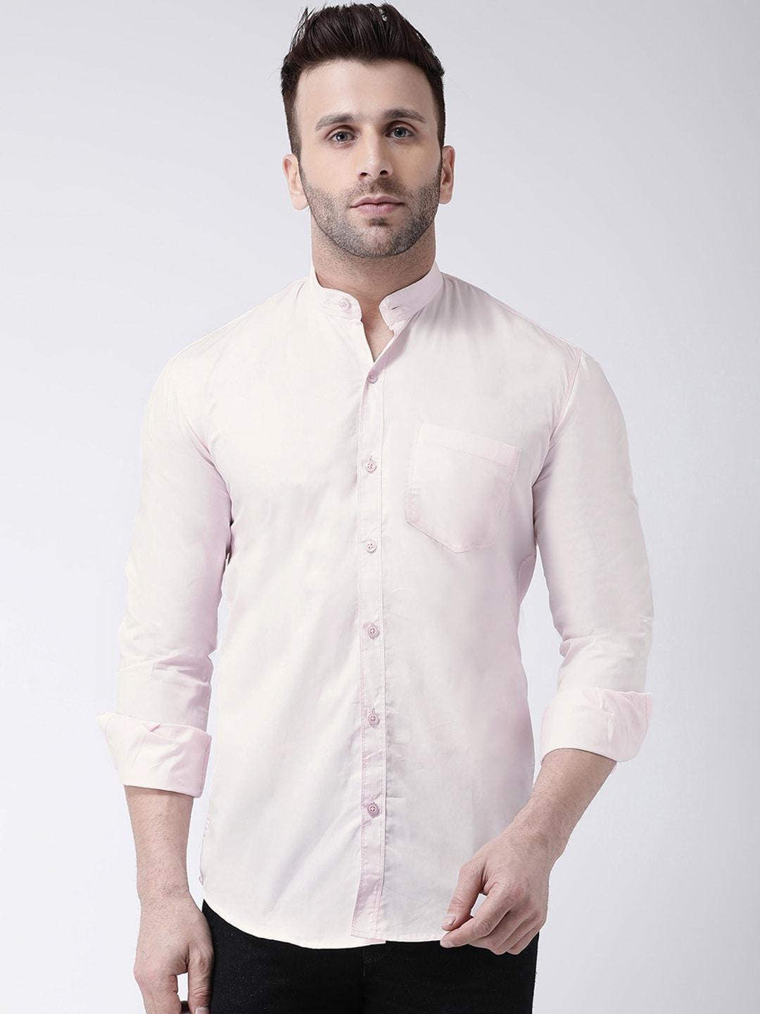 hangup men pink smart slim fit solid casual shirt