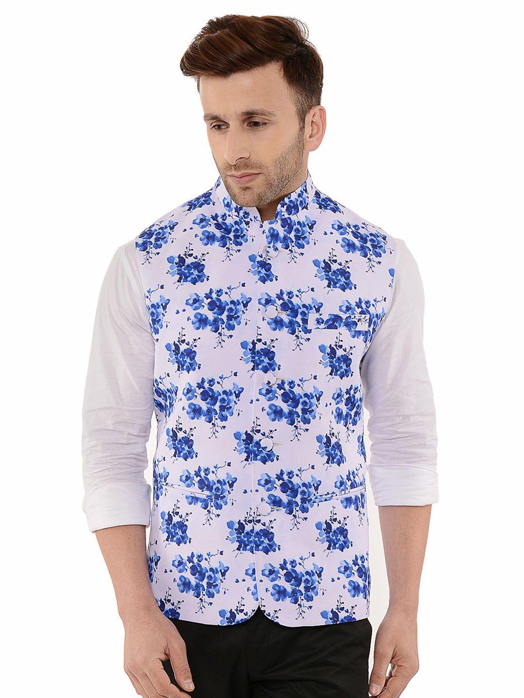 hangup men printed floral woven nehru jackets