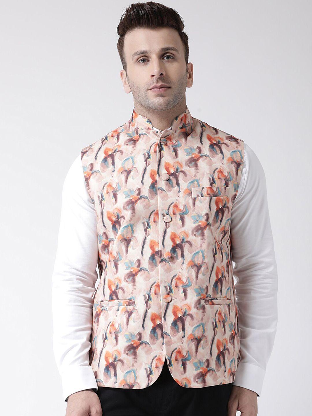 hangup men printed mandarin collar nehru jacket