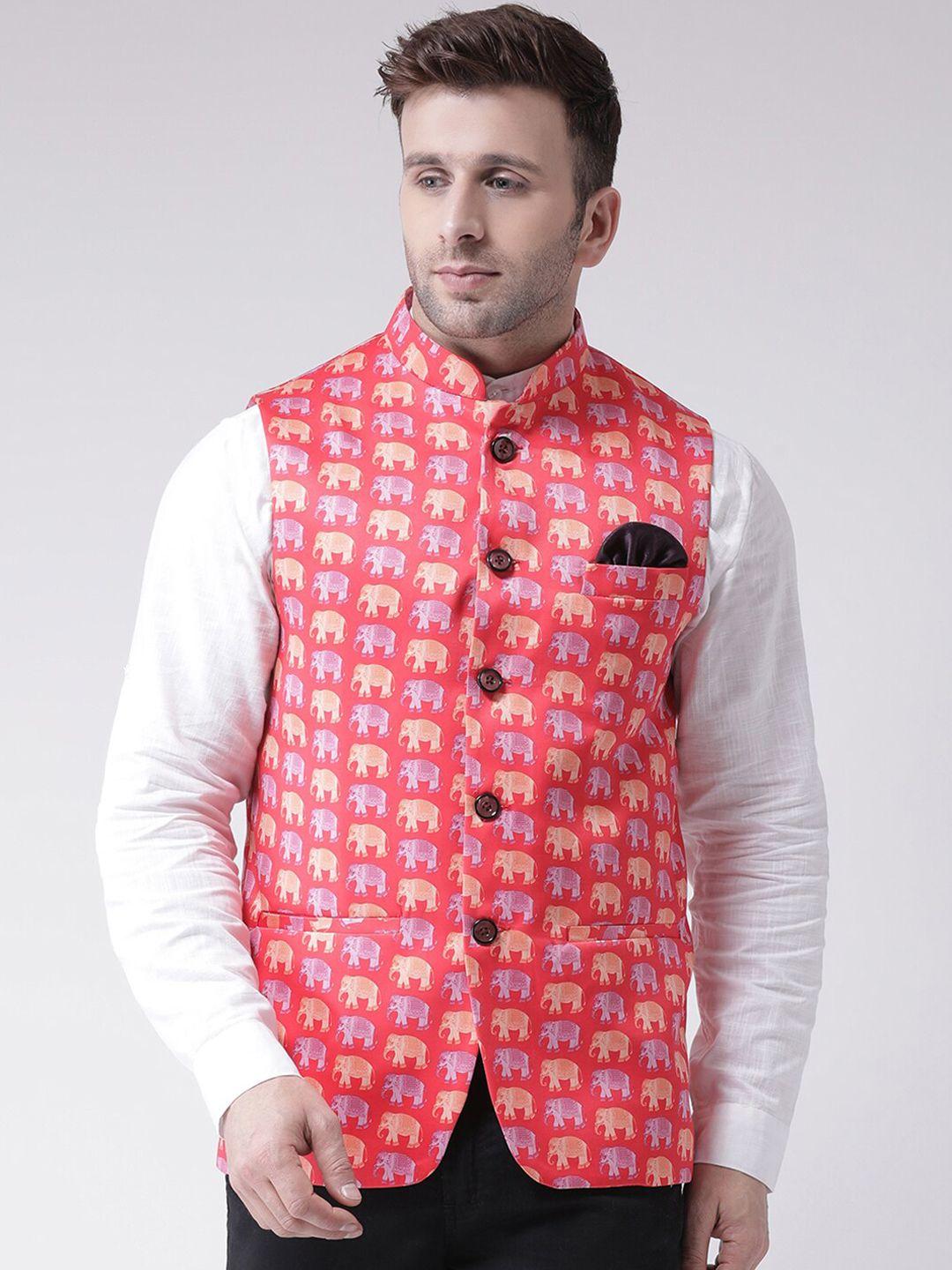 hangup men printed woven nehru jacket