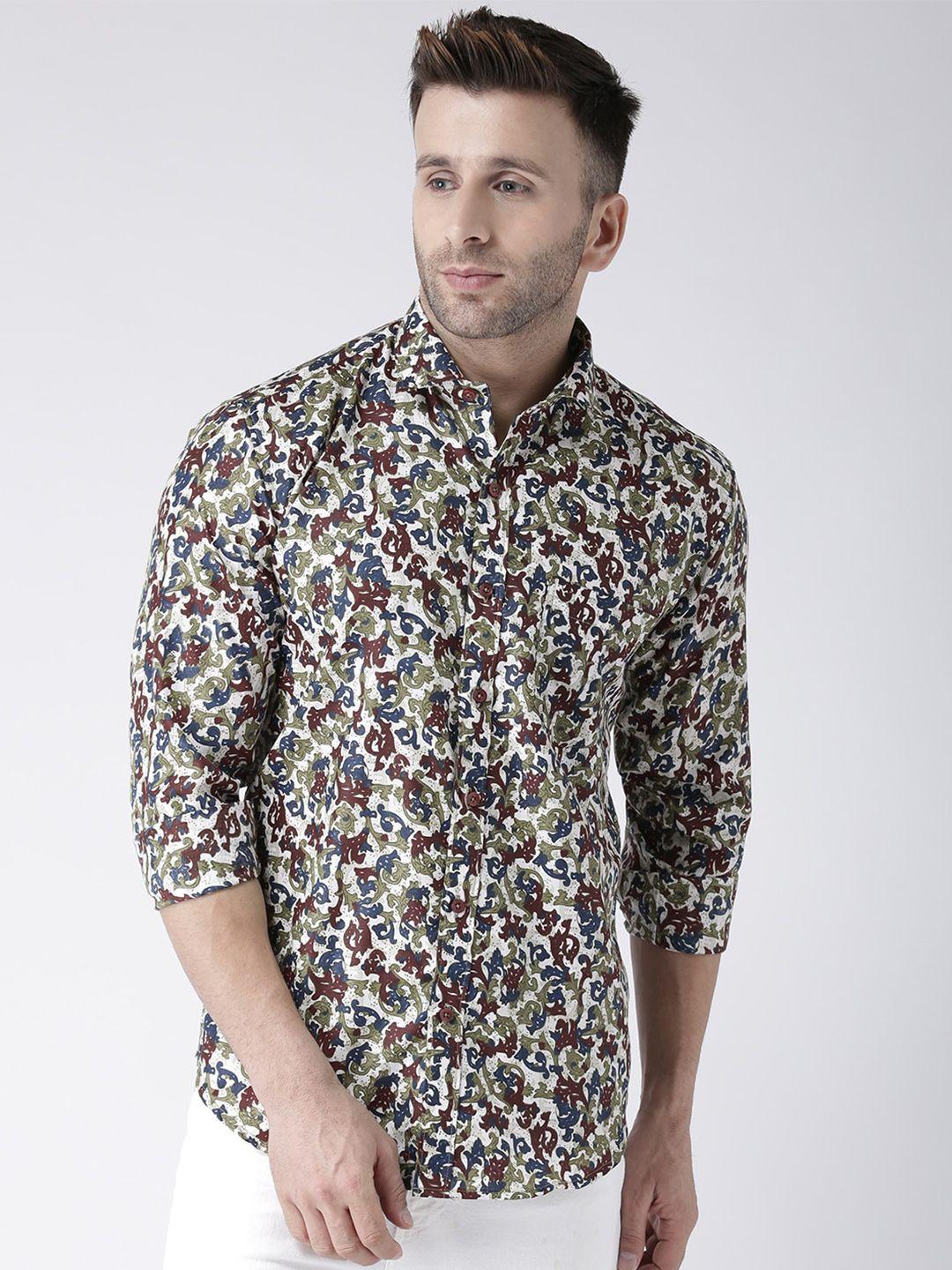 hangup men slim fit ethnic motifs printed casual shirt