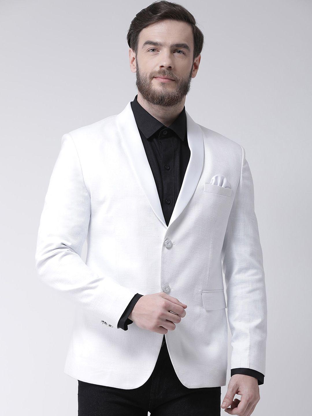 hangup men's white solid tuxedo blazer