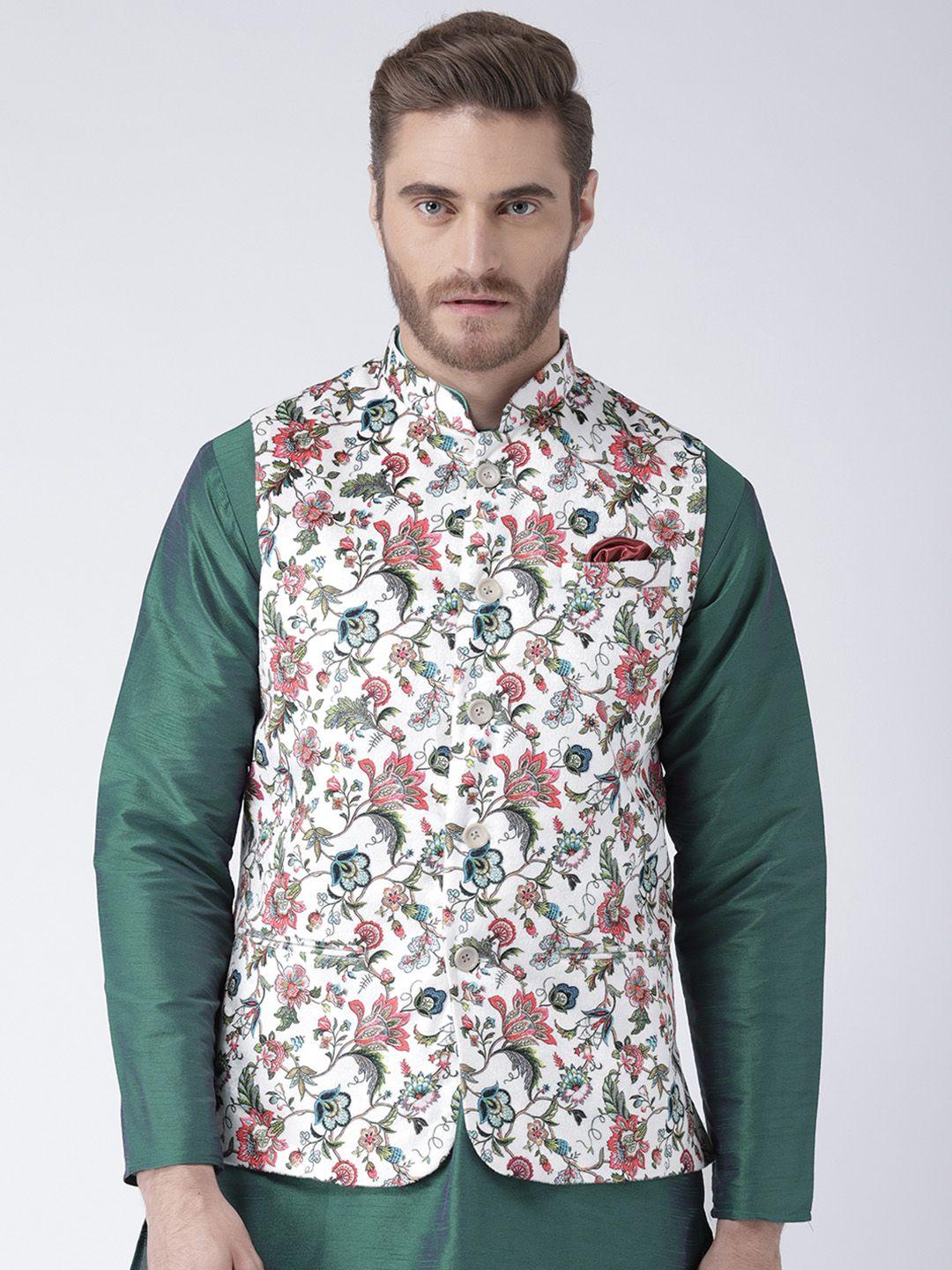 hangup multicoloured floral print nehru jacket