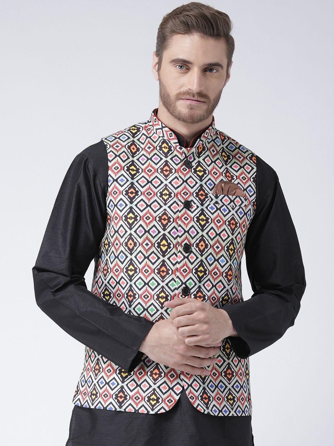 hangup multicoloured printed nehru jacket