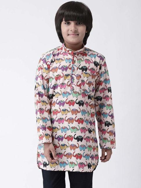 hangup plus kids multicolor cotton printed full sleeves kurta