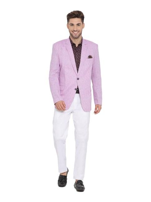 hangup purple & white slub three piece suit