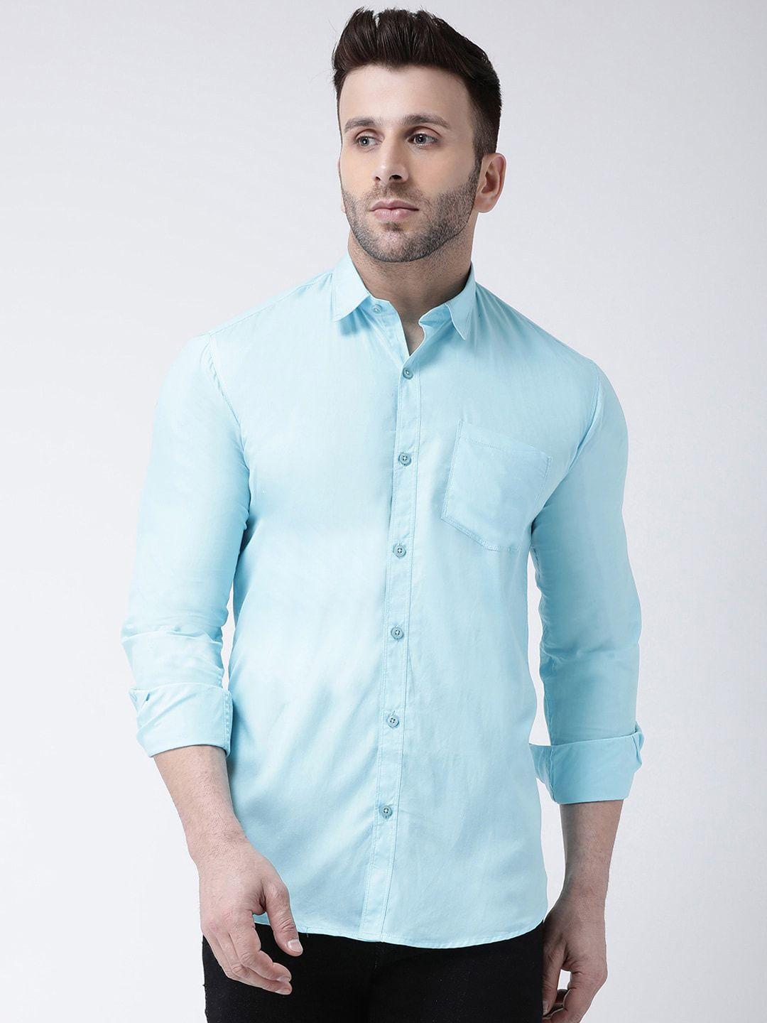 hangup spread collar slim fit cotton casual shirt