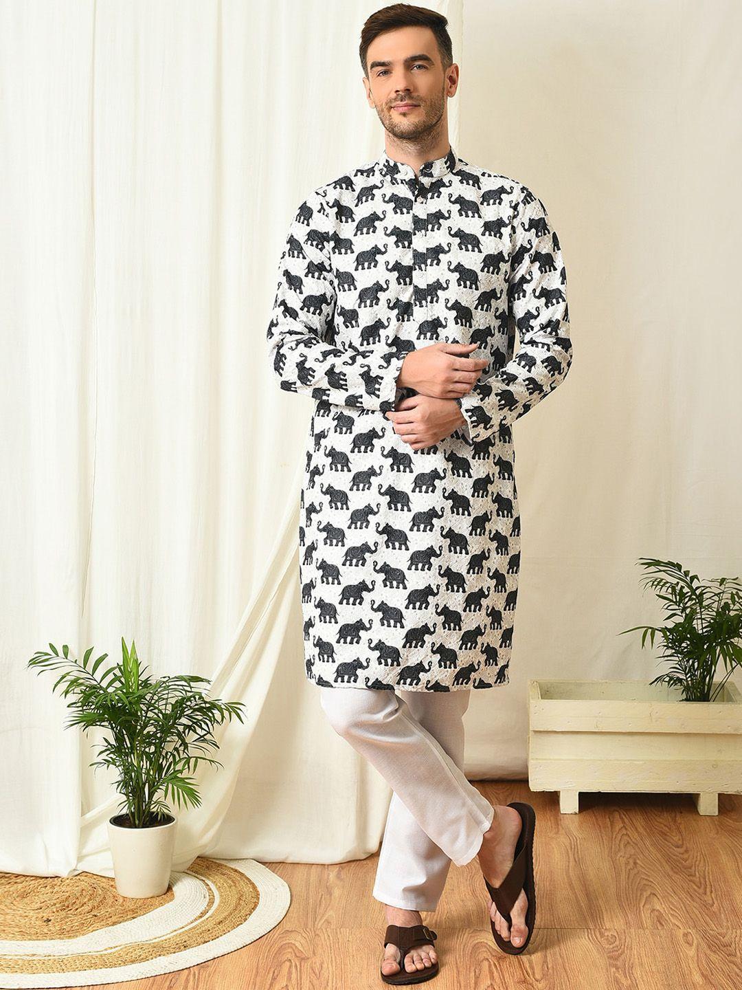 hangup trend ethnic motif printed regular kurta with pyjamas