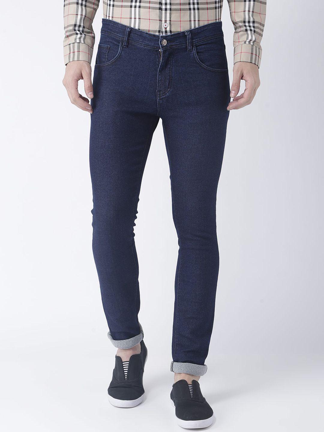 hangup trend men blue & blue slim fit jeans