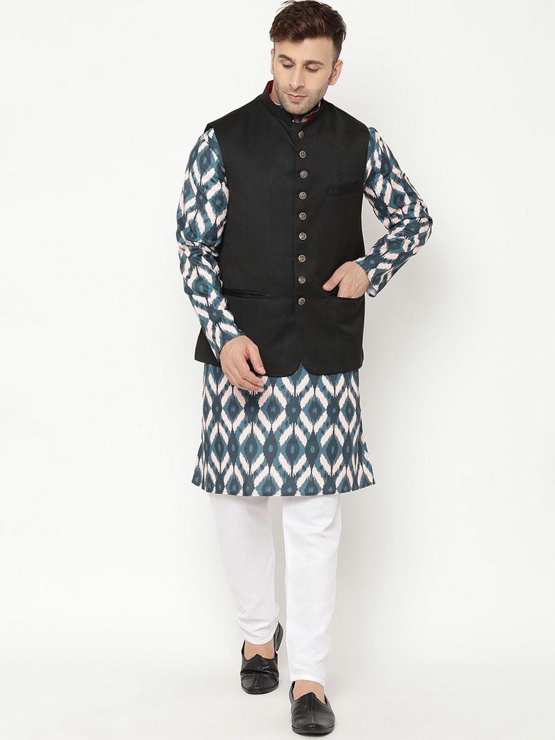 hangup trend men ethnic motifs printed kurta with churidar