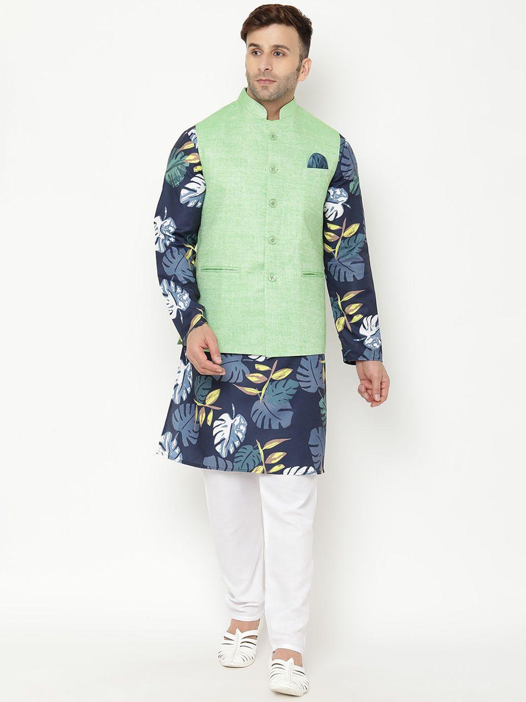 hangup trend men floral printed kurta with churidar