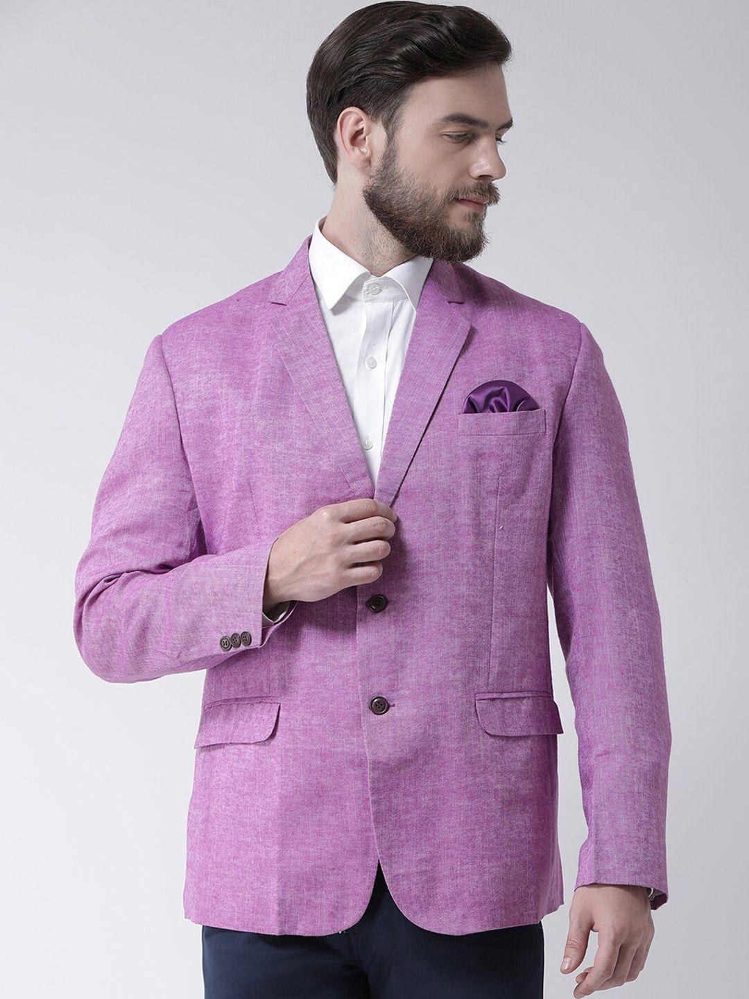 hangup trend men purple solid linen single breasted blazer