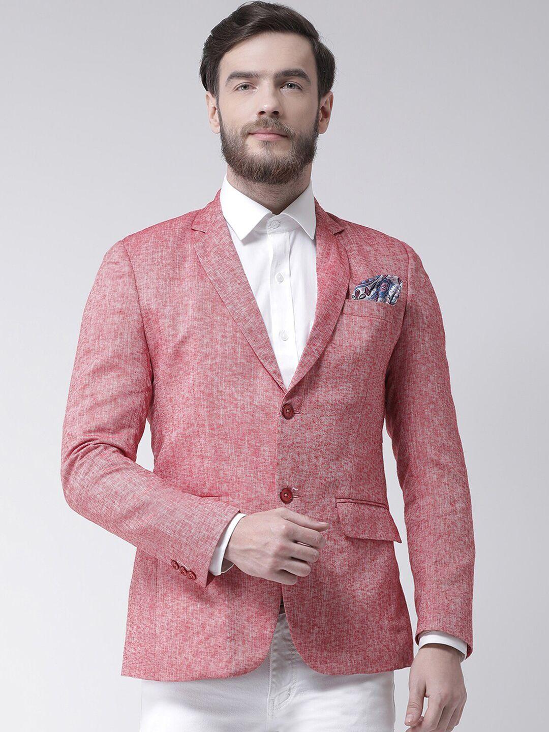 hangup trend men red solid linen casual blazer