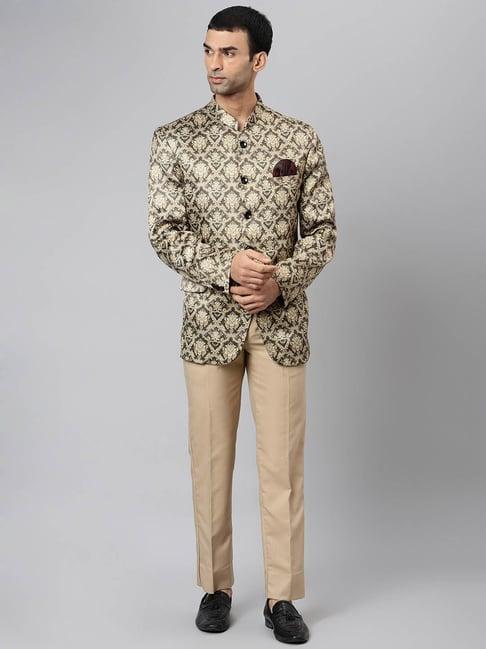 hangup beige full sleeves regular fit suit